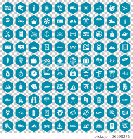 100 travel icons sapphirine violet 36990276