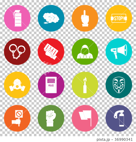 Protest icons many colors set 36990341