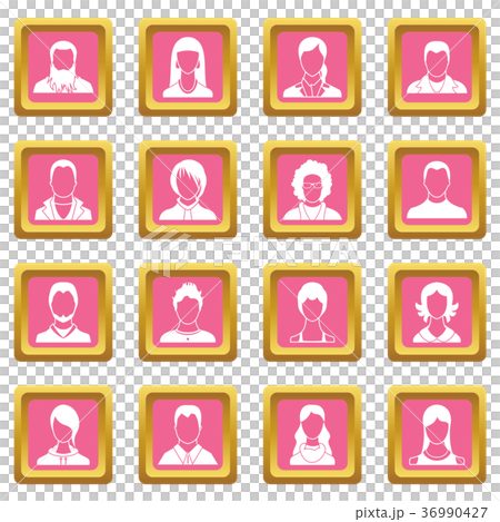 Avatars set icons pink - Stock Illustration [36990427] - PIXTA