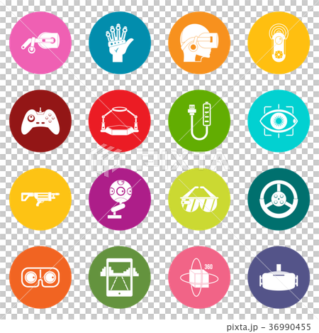 Virtual reality icons many colors set - Stock Illustration [36990455 ...
