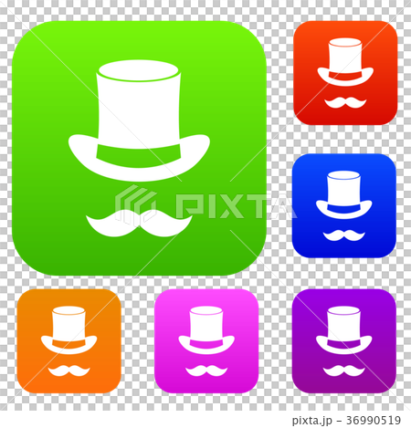 Magic black hat and mustache set collection Magic black hat and mustache set collection 36990519