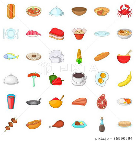 Dish icons set, cartoon style Dish icons set, cartoon style 36990594