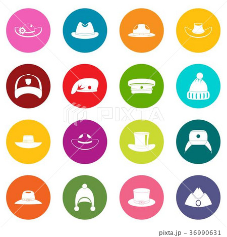 Headdress hat icons many colors set Headdress hat icons many colors set 36990631