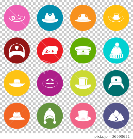 Headdress hat icons many colors set Headdress hat icons many colors set 36990631