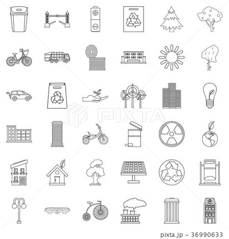 House icons set, outline style House icons set, outline style 36990633