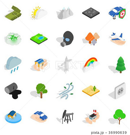 Flammable icons set, isometric style 36990639