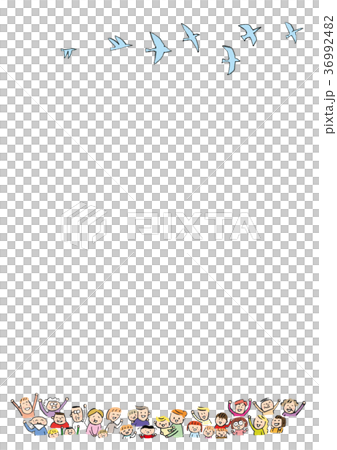 小組愉快的藍色鳥微笑喜悅公民人民 36992482