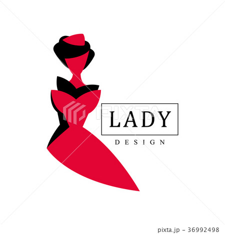 Lady design logo, red and black fashion and beauty 36992498