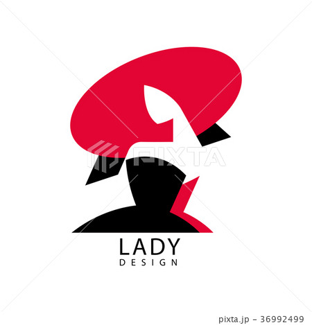 Lady design logo, red and black fashion and beauty 36992499