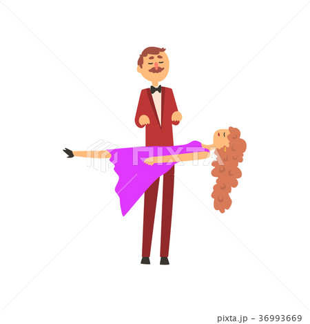 Magician performing levitating trick with girl 36993669