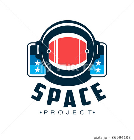 Space logo with astronaut s protective helmet 36994108