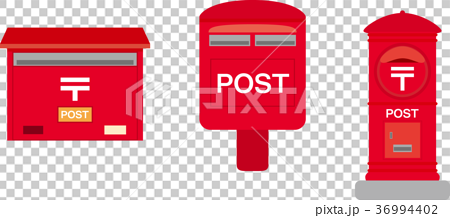 郵便ポスト三種イラストのイラスト素材