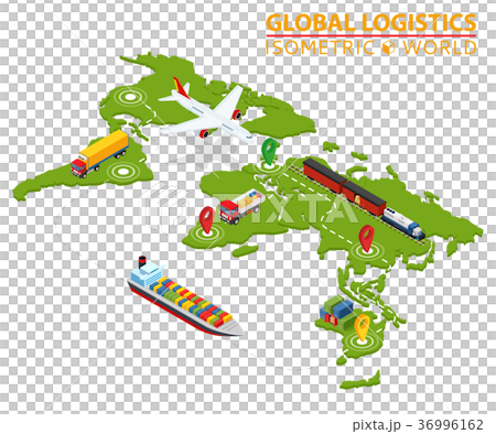 Global Logistic Isometric Vehicle Infographic. Shi Global Logistic Isometric Vehicle Infographic. Shi 36996162