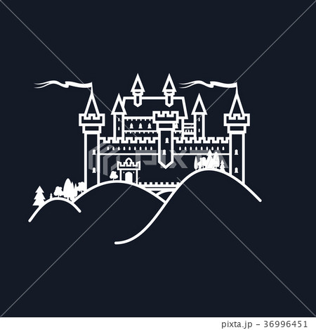 White Castle Hill on Black Background White Castle Hill on Black Background 36996451