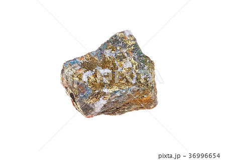 Chalcopyrite mineral stone, isolated on white 36996654