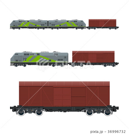 Green Locomotive with Closed Wagon on Platform 36996732