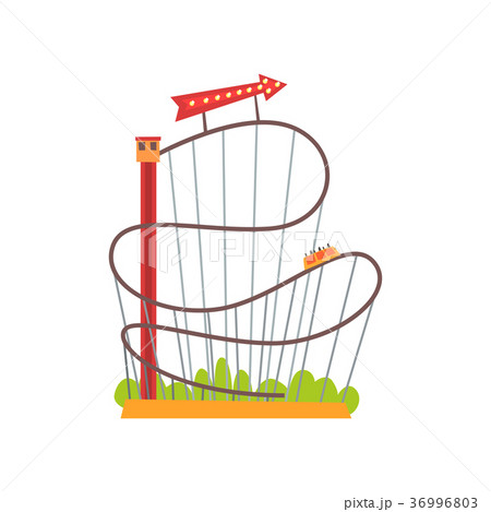 Roller coaster with railroad track and train based Roller coaster with railroad track and train based 36996803