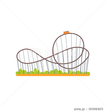 Rollercoaster track with train. Extreme ride Rollercoaster track with train. Extreme ride 36996805