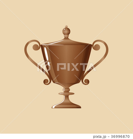 Bronze Cup of Winner on Yellow Background 36996870