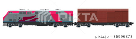 Locomotive with Closed Wagon Isolated 36996873