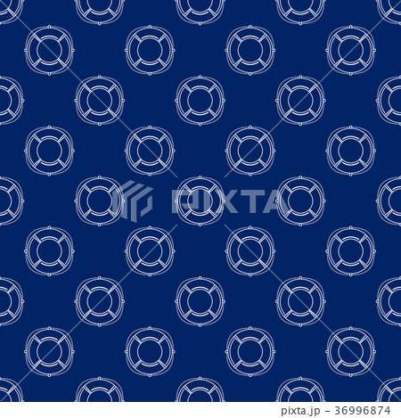Seamless Travel Pattern with Lifebuoy, Line Style 36996874
