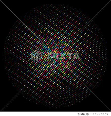 Circle of Colored Dots on a Black Background 36996875