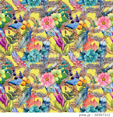 Tropical flower pattern in a watercolor style. 36997312