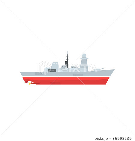 Naval armed ship with radar and antenna. Military 36998239