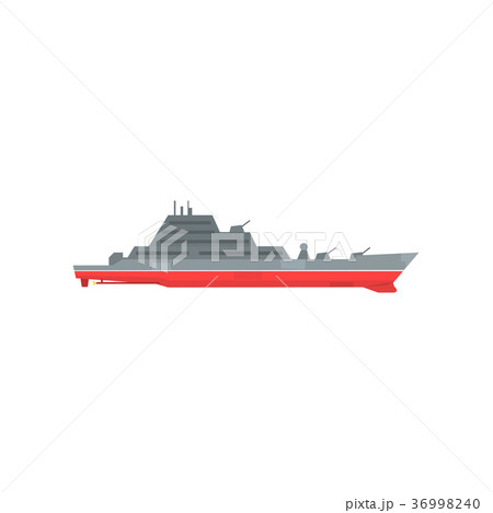 Colored military warship with radar and guns fixed 36998240