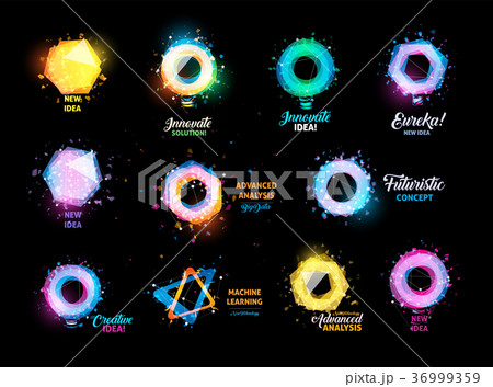 Unusual abstract geometric shapes vector logo set 36999359