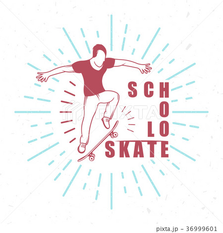 Vector Retro Illustration of Skateboarding Badge 36999601