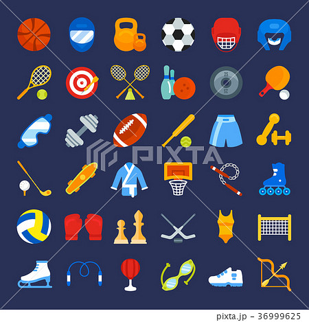 Set Vector Flat Icons of Sports Equipment Set Vector Flat Icons of Sports Equipment 36999625