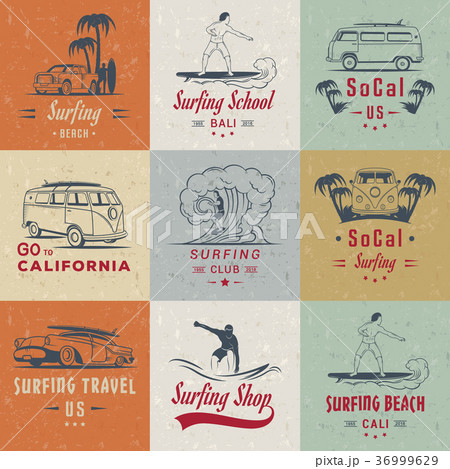 Vector Set Surf Badges, Sign and Logos 36999629