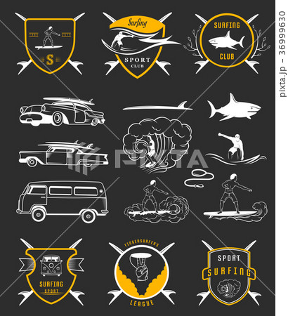 Vector Set Surf Badges, Sign and Logos 36999630
