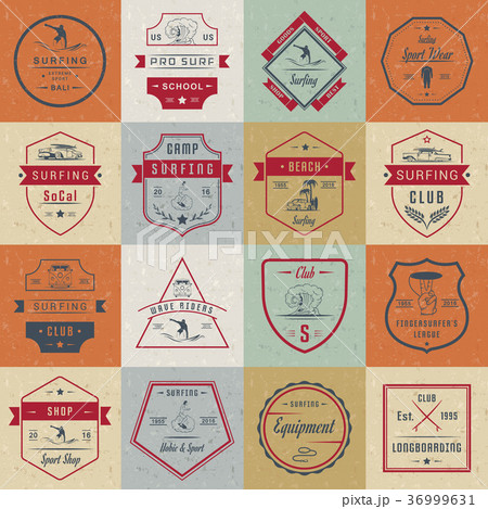 Vector Set Surf Badges, Sign and Logos 36999631