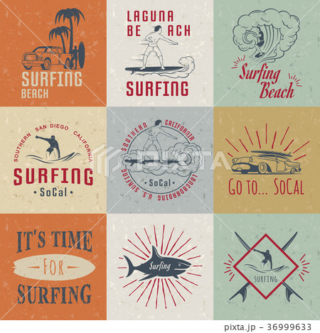 Vector Set Surf Badges, Sign and Logos 36999633