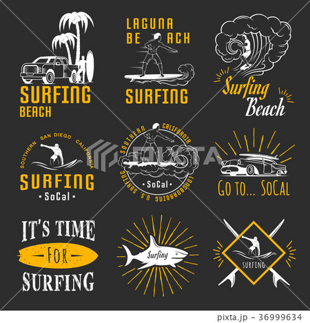 Vector Set Surf Badges, Sign and Logos 36999634