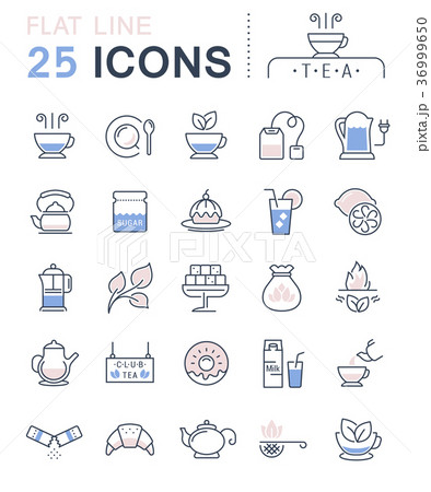 Set Vector Flat Line Icons Tea 36999650