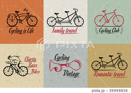 Set Vintage Cycling and Bicycle Sign and Badges Set Vintage Cycling and Bicycle Sign and Badges 36999836