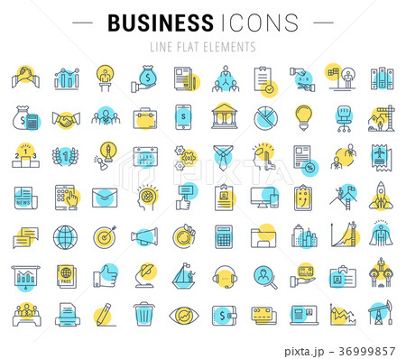 Set Vector Flat Line Icons Business 36999857