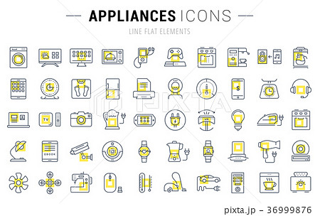 Set Vector Flat Line Icons Appliance 36999876