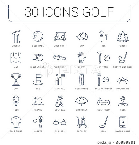 Set Vector Flat Line Icons Golf Set Vector Flat Line Icons Golf 36999881