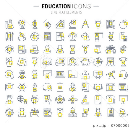Set Vector Flat Line Icons Education Set Vector Flat Line Icons Education 37000005