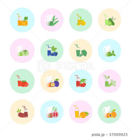 Set Vector Flat Icons of Juice 37000025