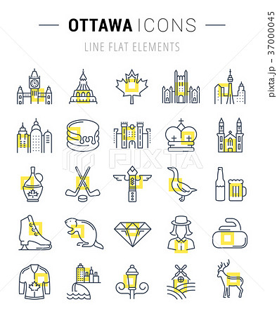 Set Vector Flat Line Icons Ottawa 37000045