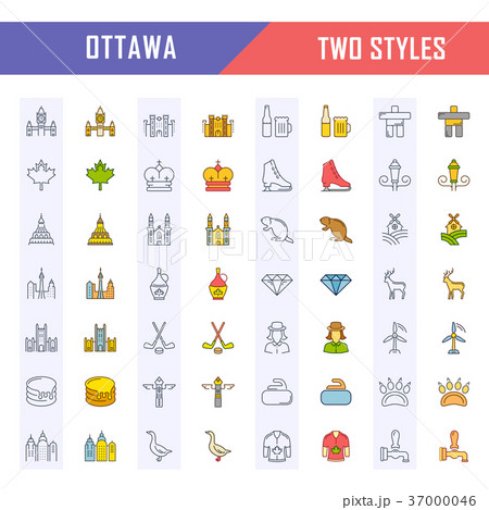 Set Vector Flat Line Icons Ottawa 37000046