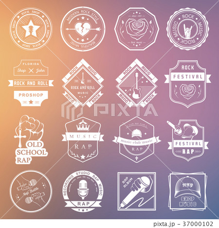 Set of vector logos and badges of music Set of vector logos and badges of music 37000102
