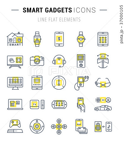 Set Vector Flat Line Icons Smart Device Set Vector Flat Line Icons Smart Device 37000105