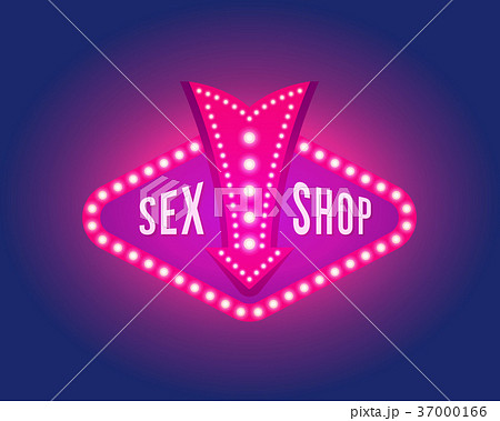 Retro Signboard with Light Text of Sex Shop  37000166