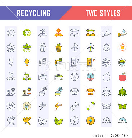 Set Vector Flat Line Icons Recycling Set Vector Flat Line Icons Recycling 37000168